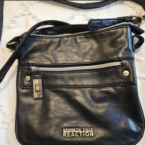 Kenneth Cole Reaction Black Faux-Leather Crossbody Bag